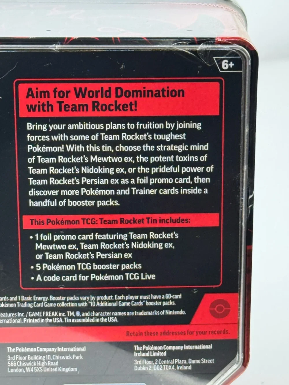 Pokemon Team Rocket Mewtwo GX Tin - Pink, Black, Red